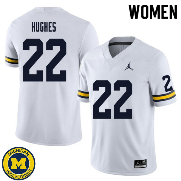 Women Michigan Wolverines #22 Danny Hughes White College Game Jersey